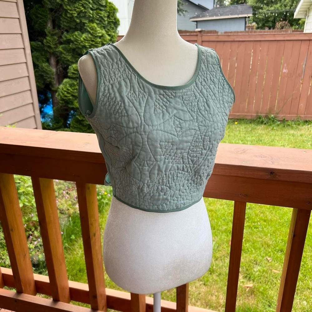Handmade tie back quilt crop top tank top cami